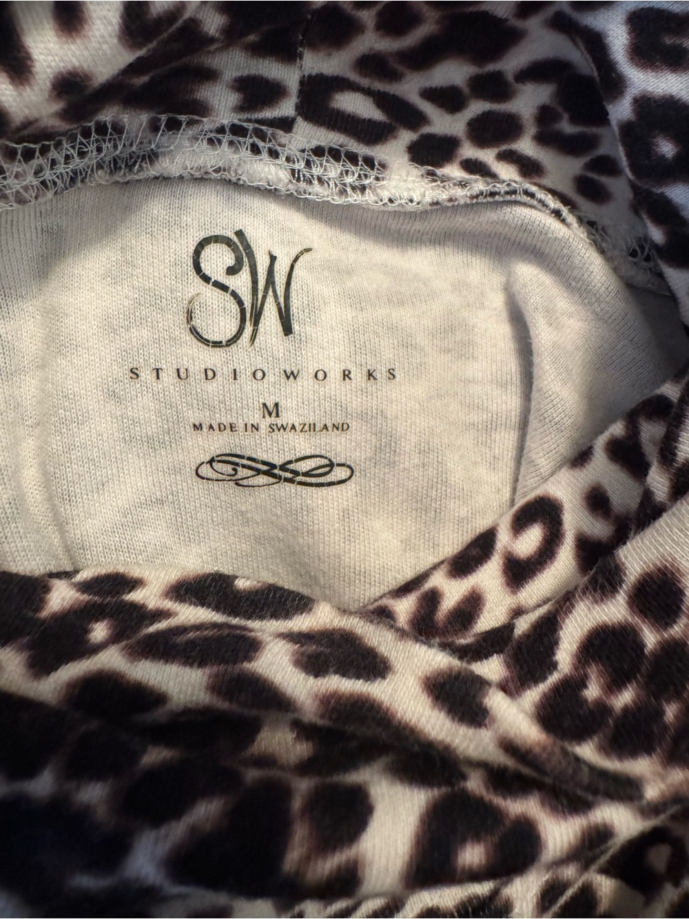 Studio Works Leopard Print Cowl Neck Sweater - Brown & Cream